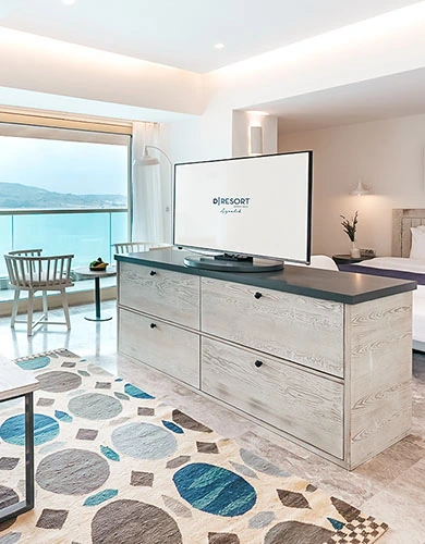 D Resort Ayvalık Jr Suit Deniz Manzaralı iç görünüm mobil galeri