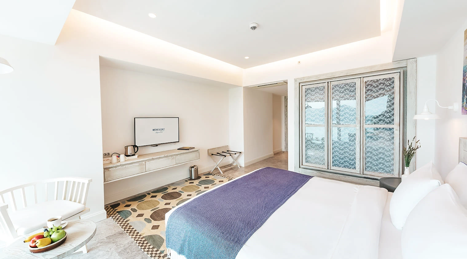 D Resort Ayvalık Comfort Kısmi Deniz Manzaralı Oda yatak odası ve manzara
